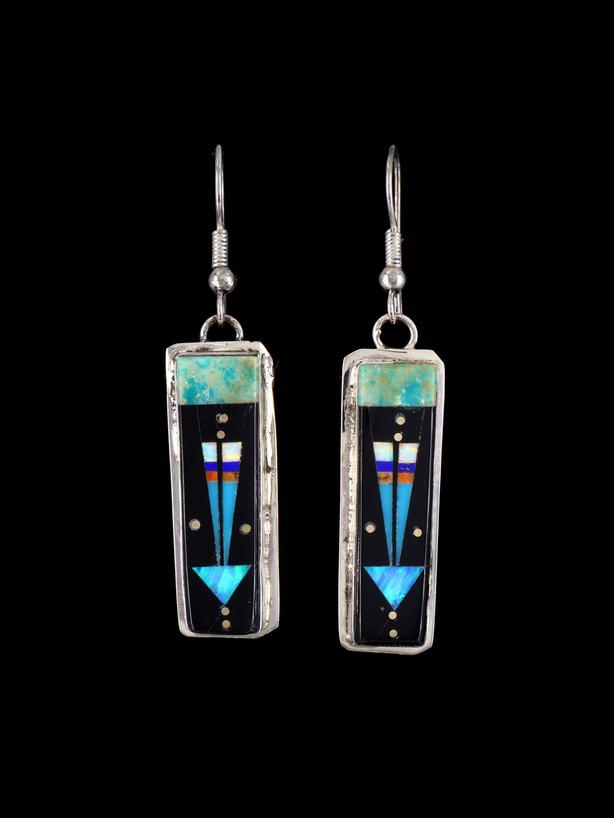 Navajo Multistone Inlay Dangle Earrings
