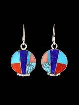 Boucles d’oreilles pendantes avec incrustation de mosaïque turquoise amérindienne