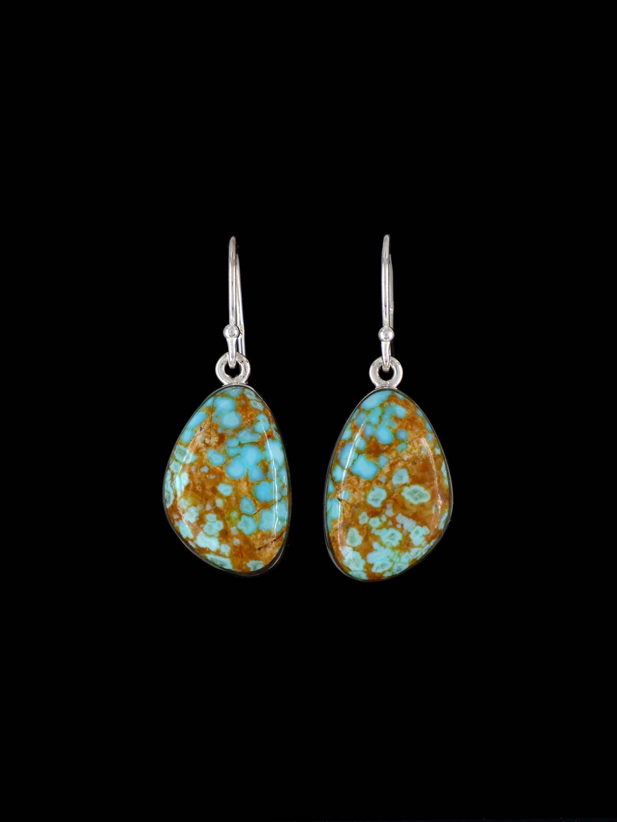 Navajo Sterling Silver #8 Turquoise Dangle Earrings