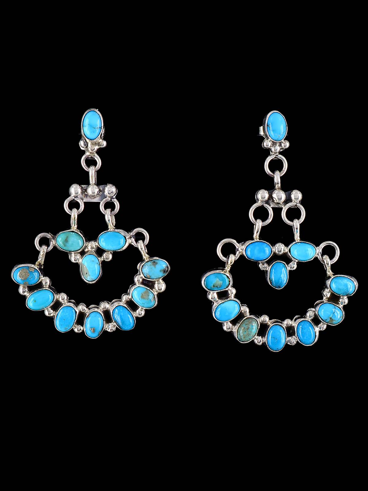 Navajo Turquoise Cluster Sterling Silver Post Earrings