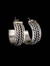 Boucles d'oreilles créoles Navajo en argent sterling avec corde