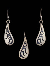 Native American Sterling Silver Hopi Overlay Pendant and Earring Set