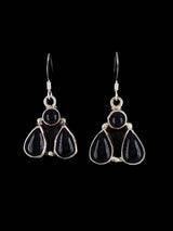 Navajo Black Onyx Sterling Silver Dangle Earrings