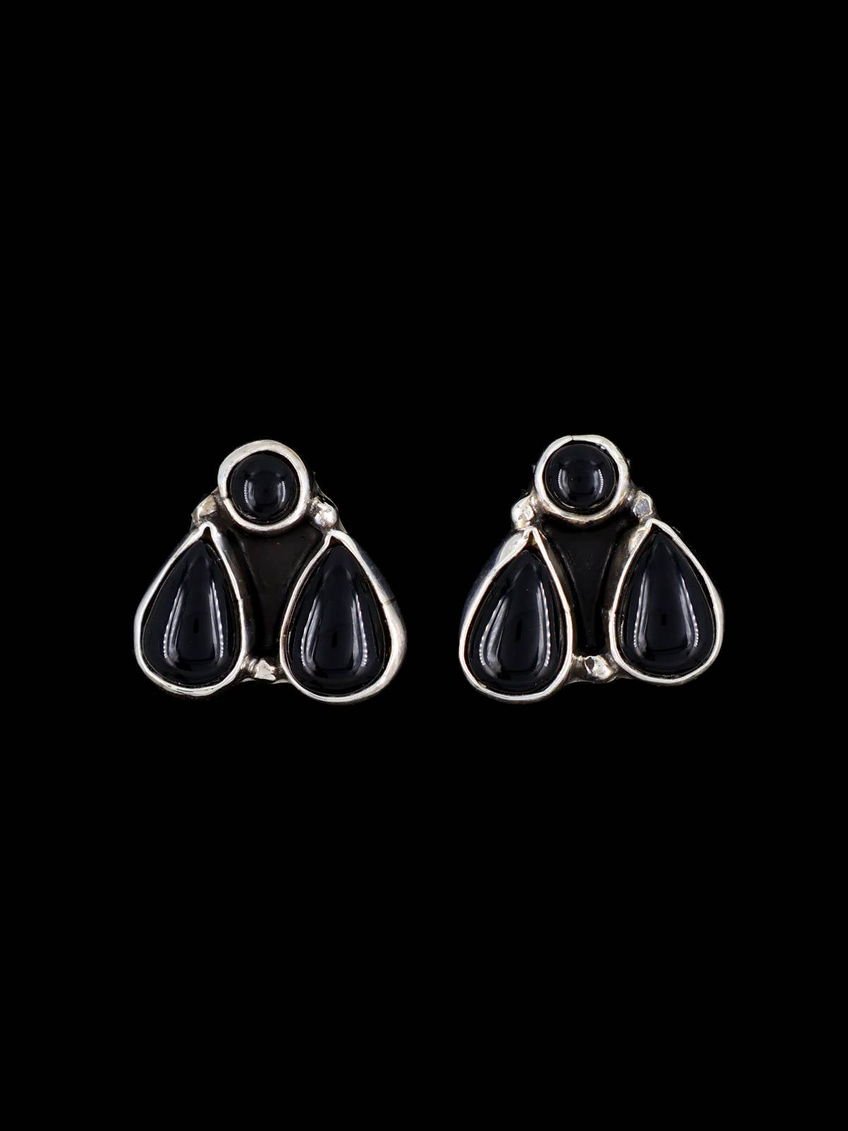 Navajo Black Onyx Sterling Silver Post Earrings