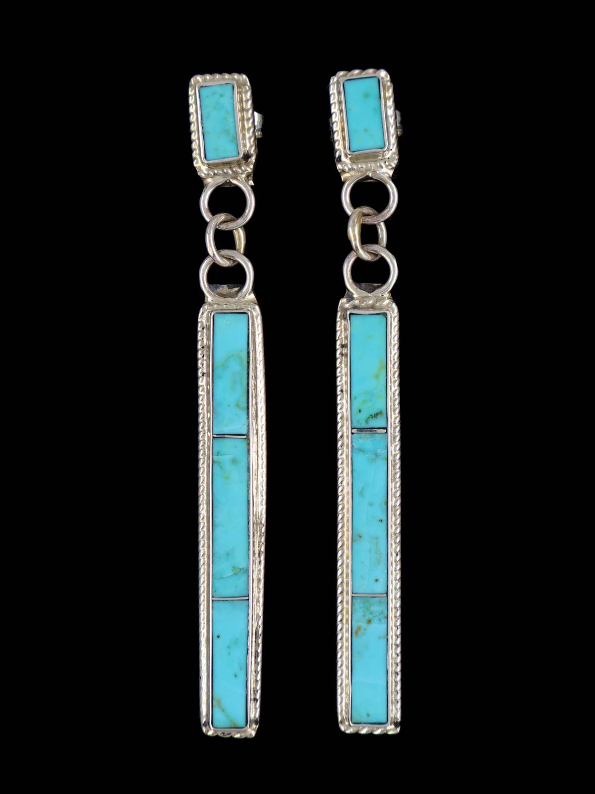 Boucles d'oreilles à tige avec incrustation de turquoise et de nacre Zuni