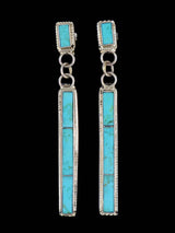 Boucles d'oreilles à tige avec incrustation de turquoise et de nacre Zuni