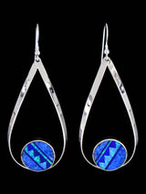 Navajo Denim Lapis and Opalite Inlay Dangle Earrings