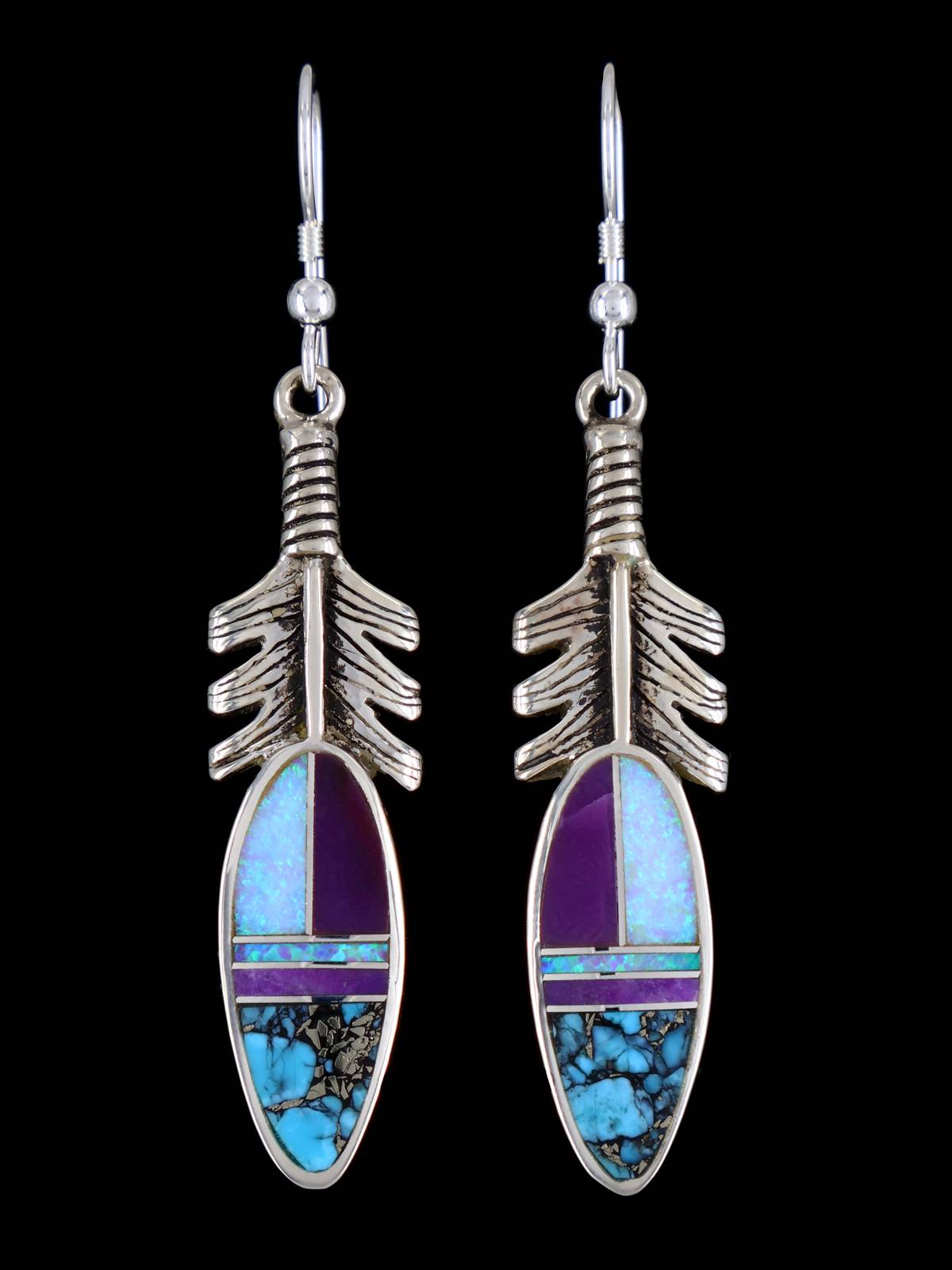 Boucles d'oreilles incrustées de pavés en argent sterling turquoise