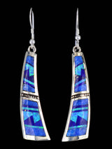 Navajo Denim Lapis and Opalite Inlay Dangle Earrings
