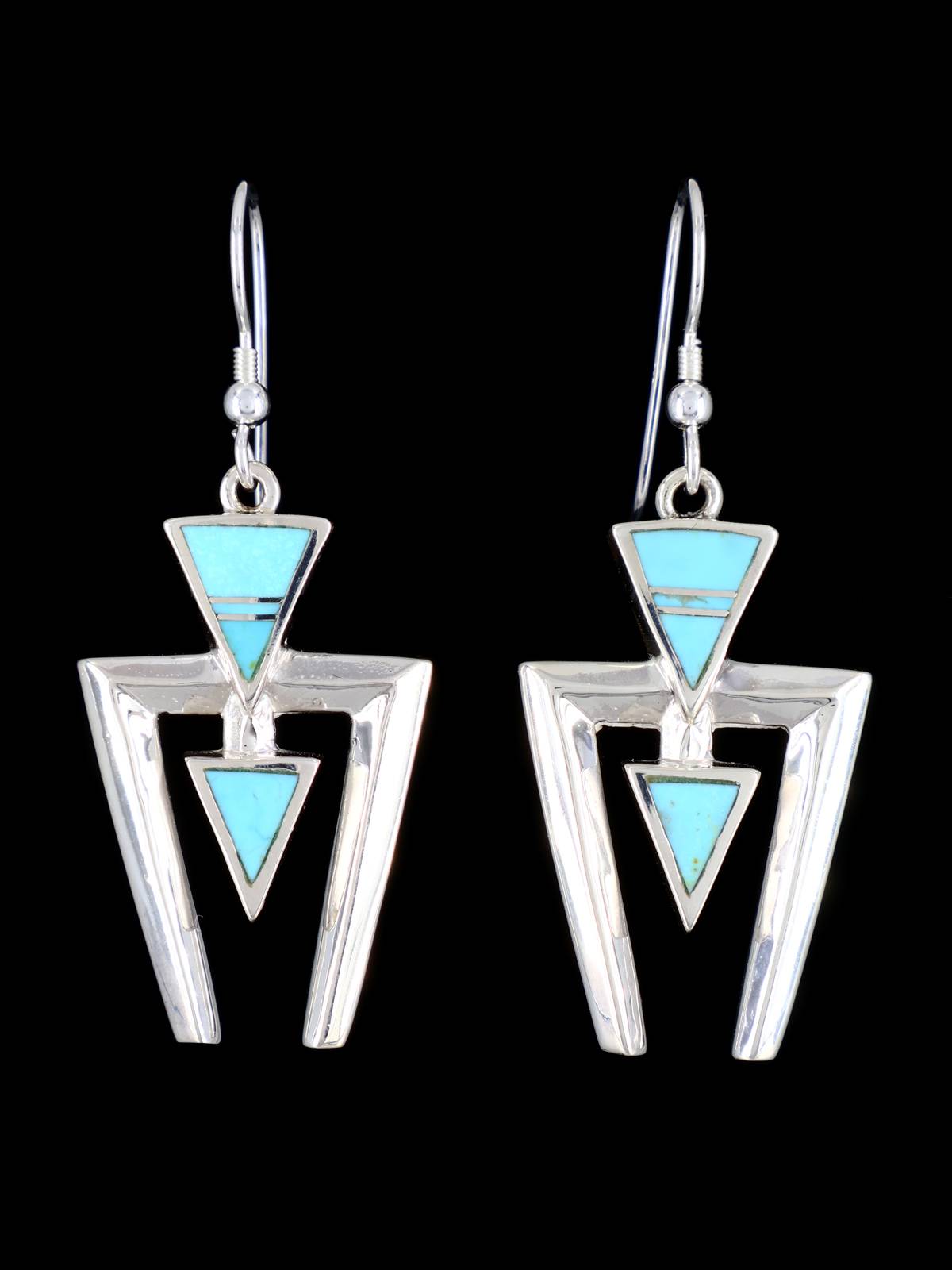 Boucles d'oreilles incrustées de pavés en argent sterling turquoise