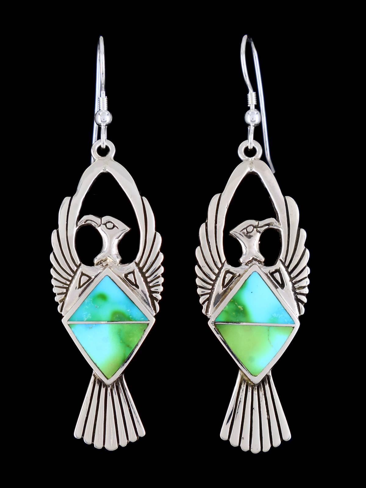Boucles d'oreilles incrustées de pavés en argent sterling turquoise