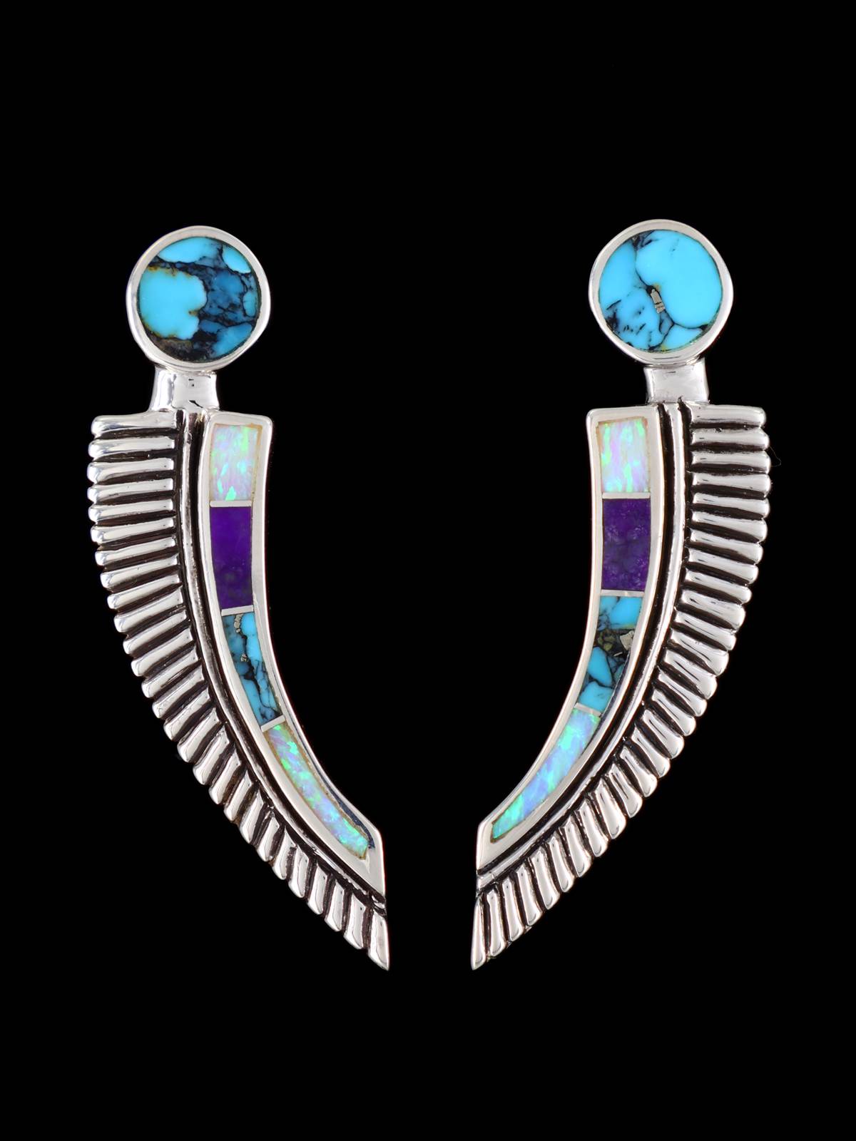 Boucles d'oreilles incrustées de pavés en argent sterling turquoise