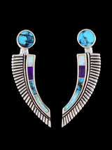 Boucles d'oreilles incrustées de pavés en argent sterling turquoise