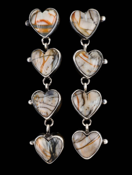 Navajo Jewelry Picasso Marble Heart Post Earrings - PuebloDirect.com