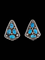 Native American Sterling Silver Turquoise Post Earrings - PuebloDirect.com