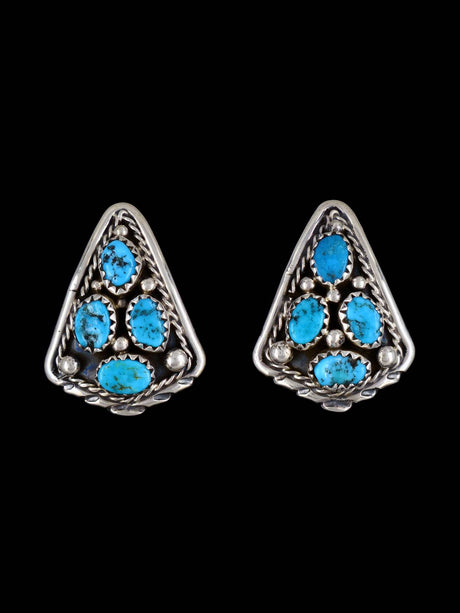 Native American Sterling Silver Turquoise Post Earrings - PuebloDirect.com