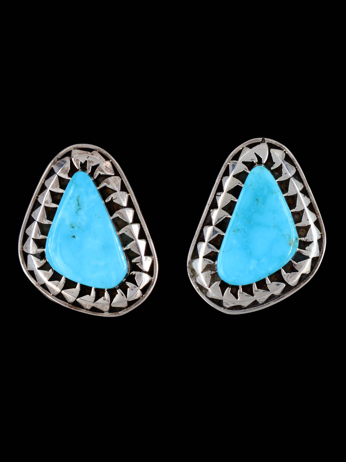 Native American Jewelry Kingman Turquoise Post Earrings - PuebloDirect.com