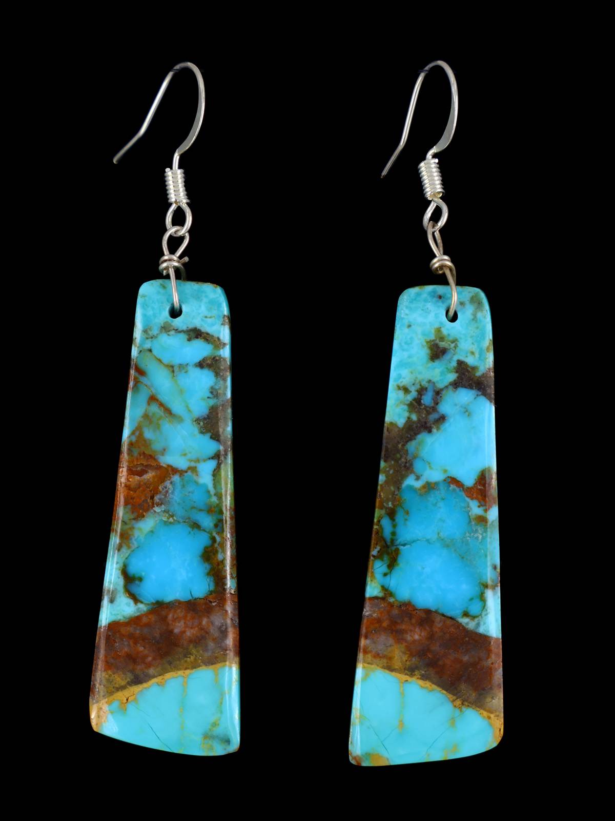 Turquoise Slab Santo Domingo Dangle Earrings