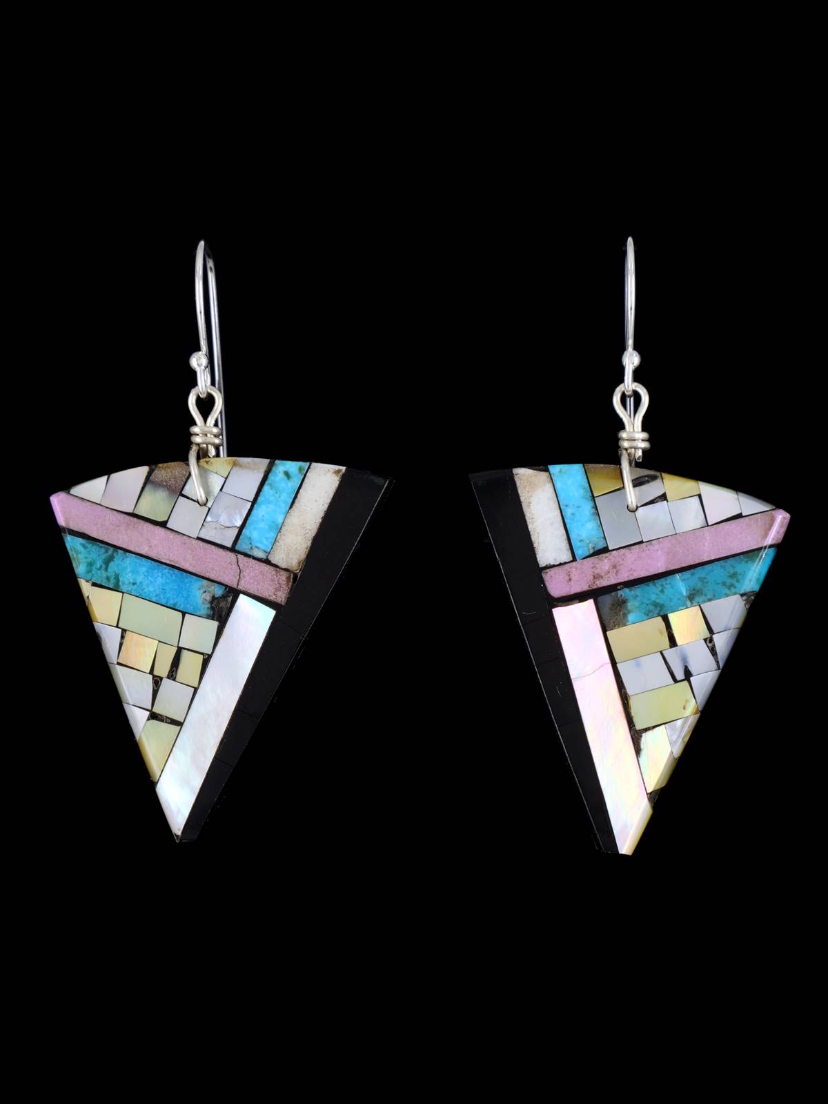 Santo Domingo Abalone Mosaic Dangle Earrings