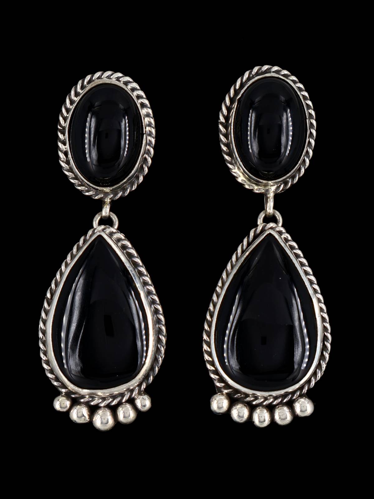 Native American Jewelry Black Onyx Squash Blossom Necklace Set