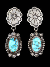 Native American Sterling Silver Kingman Turquoise Post Earrings