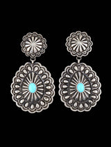 Native American Jewelry Turquoise Stamped Sterling Post Earrings