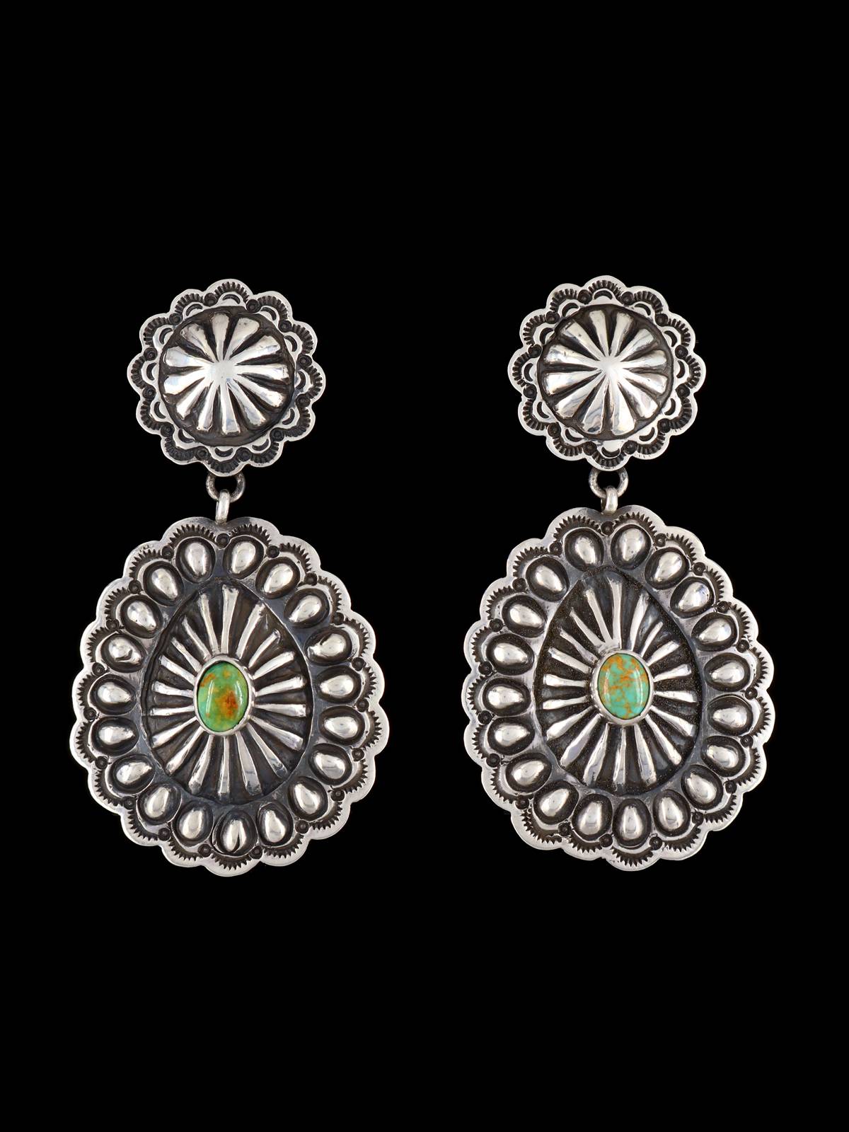 Bijoux amérindiens estampillés boucles d'oreilles Sterling Post