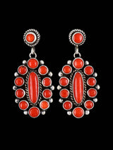 Natural Coral Navajo Sterling Silver Post Earrings