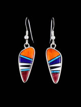 Native American Inlay Multi Stone Dangle Earrings