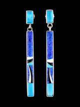 Native American Inlay Lapis and Turquoise Post Earrings