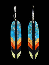 Mosaic Multistone Feather Santo Domingo Inlay Earrings