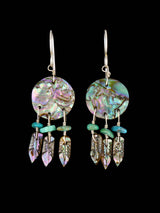 Navajo Abalone and Turquoise Dreamcatcher Earrings