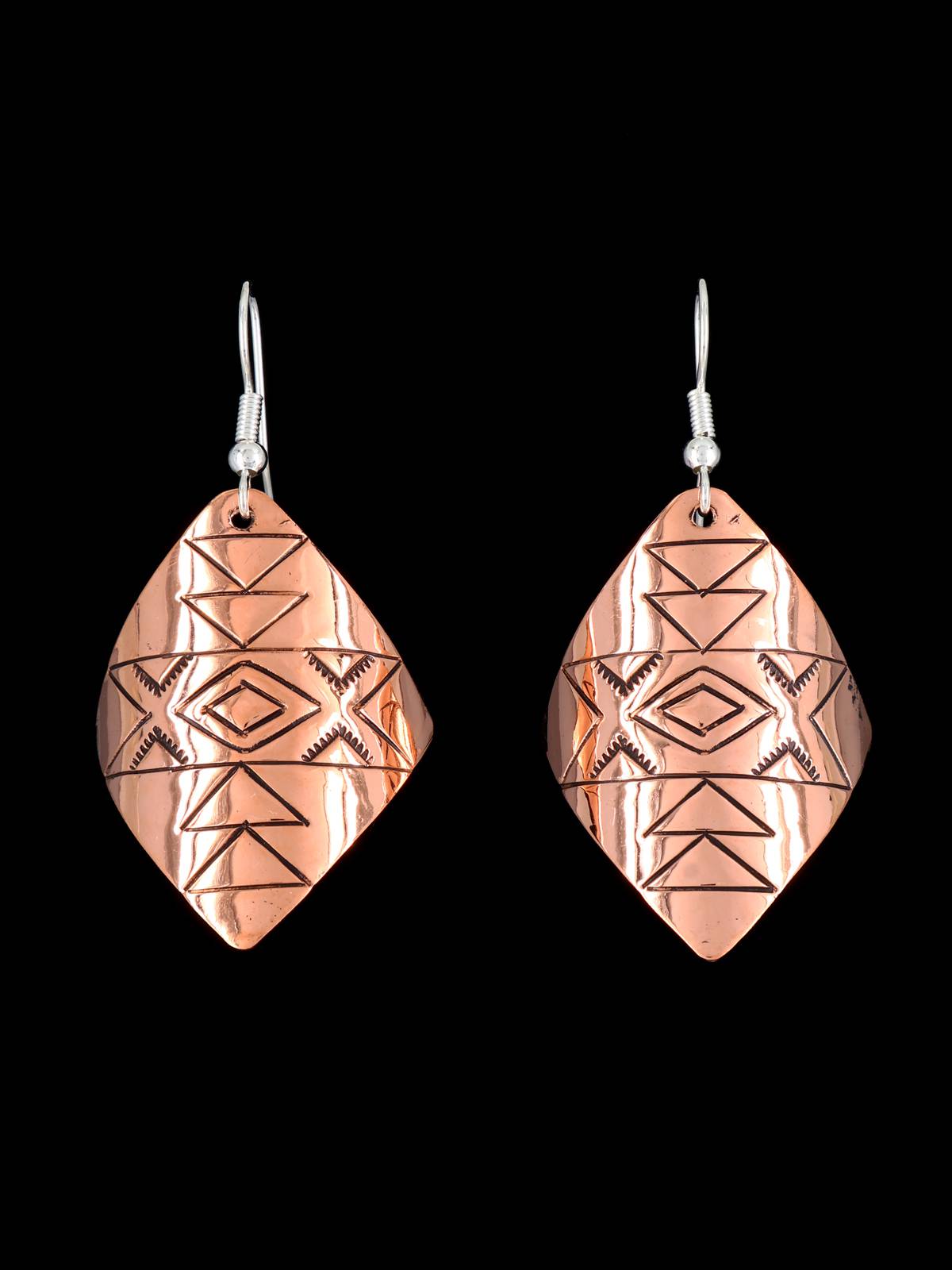 Pendientes colgantes de cobre estampado navajo