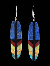 Boucles d'oreilles incrustées de plumes turquoise mosaïque Santo Domingo