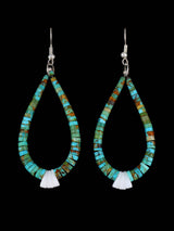 Navajo Turquoise and White Shell Dangle Earrings