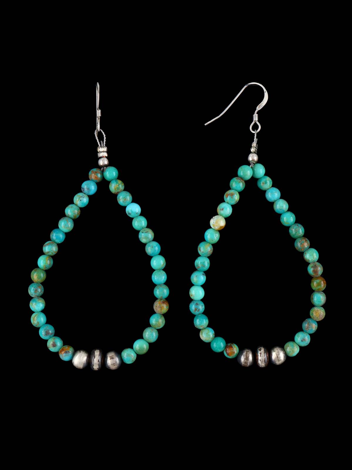 Santo Domingo Turquoise Beaded Dangle Earrings