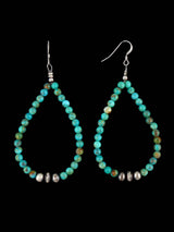 Santo Domingo Turquoise Beaded Dangle Earrings