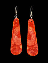Navajo Apple Coral Slab Earrings
