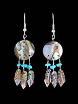 Navajo Abalone and Turquoise Dreamcatcher Earrings