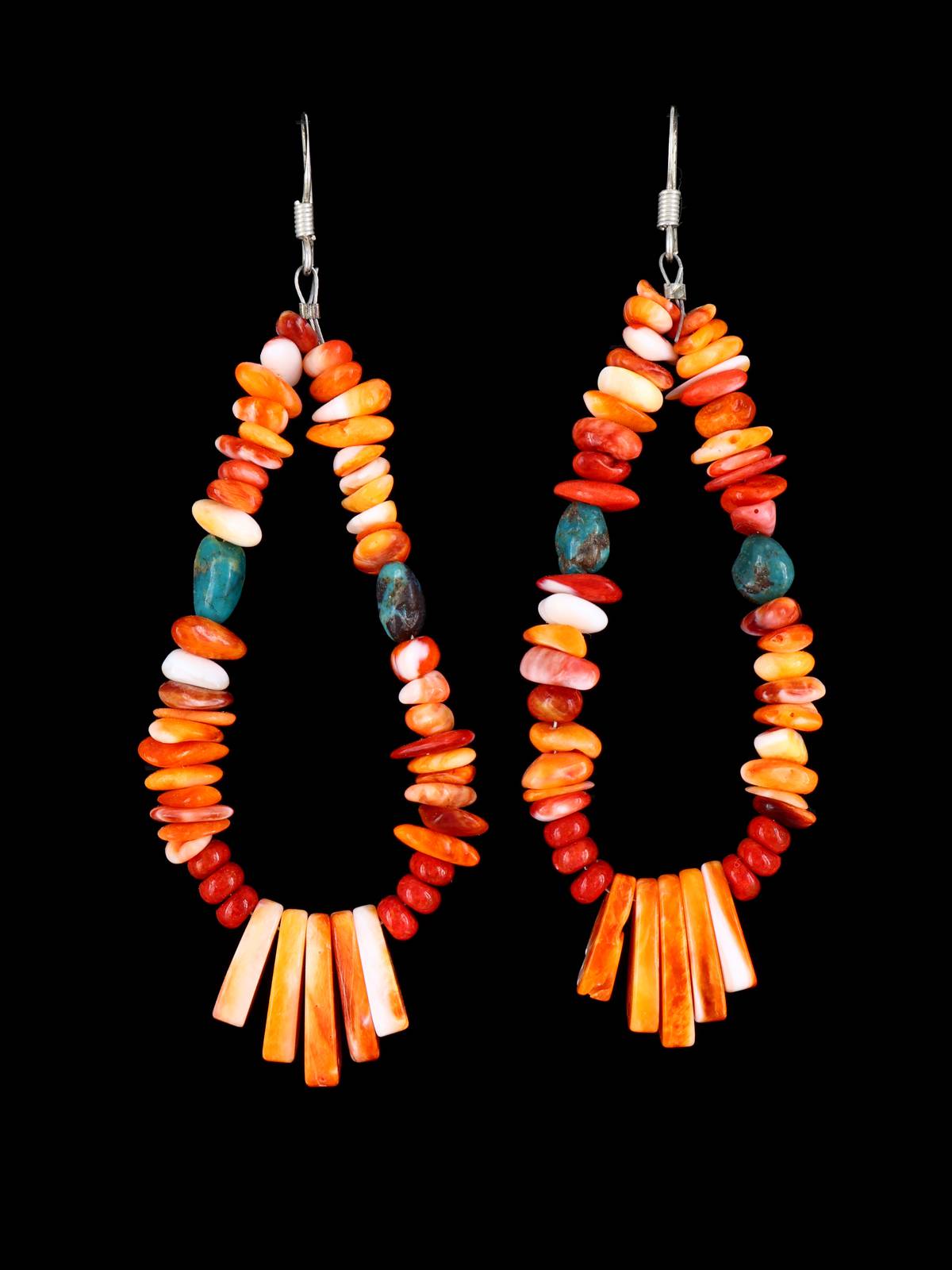Santo Domingo Spiny Oyster Beaded Dangle Earrings