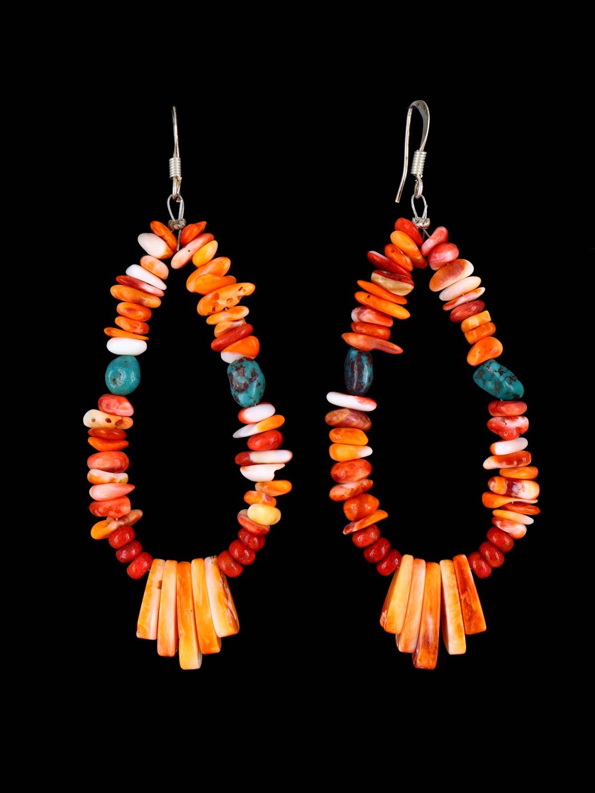 Santo Domingo Spiny Oyster Beaded Dangle Earrings