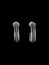 Navajo Sterling Silver Rope Half Hoop Post Earrings