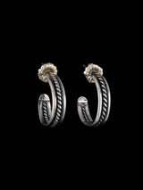 Navajo Sterling Silver Rope Half Hoop Post Earrings