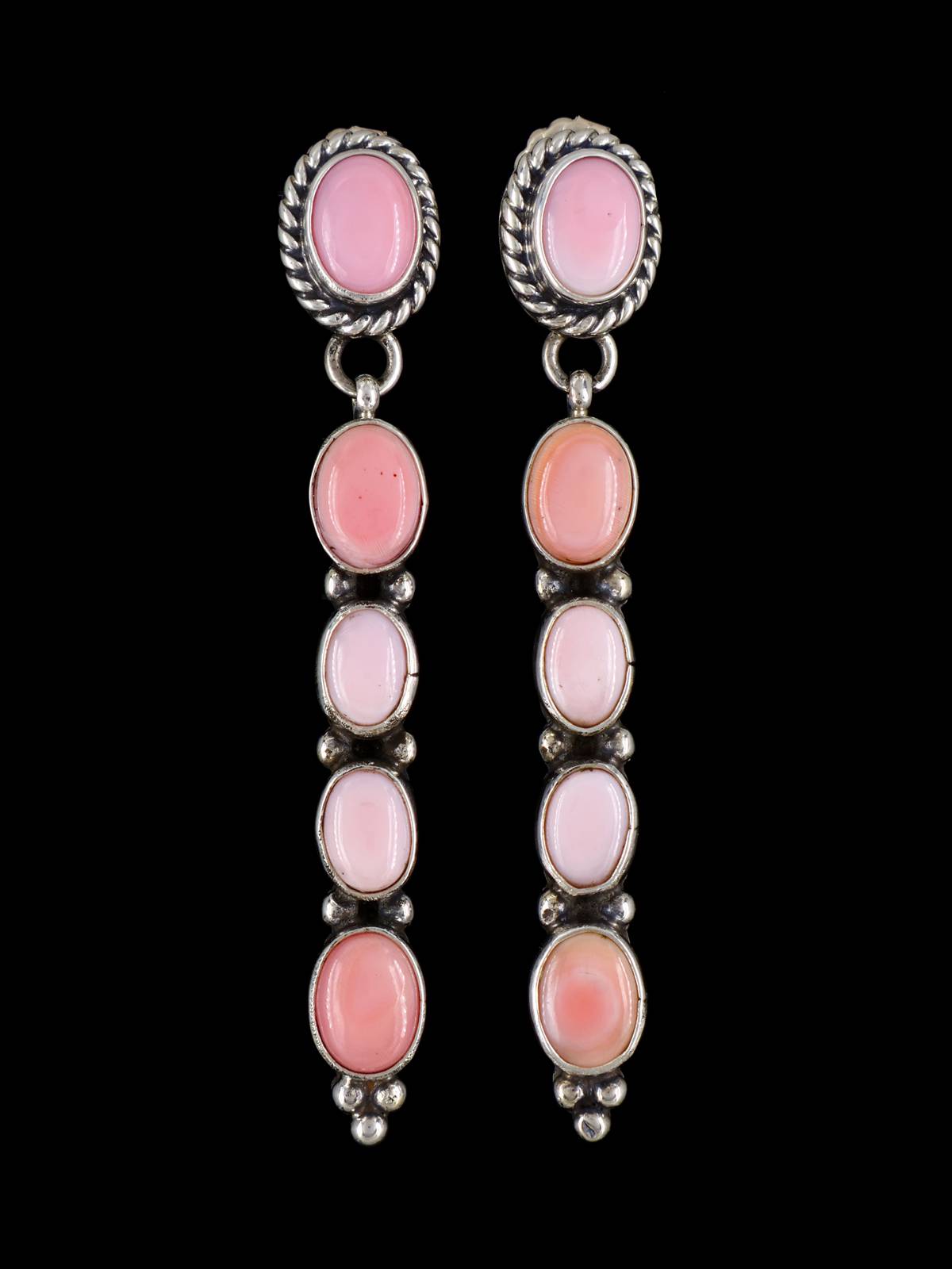 Navajo Pink Conch Sterling Silver Post Earrings