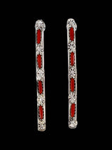 Sterling Silver Coral Zuni Post Earrings