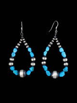 Navajo Sterling Silver and Turquoise Beaded Dangle Earrings