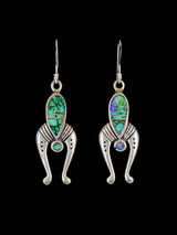 Navajo Spiderweb Opal Inlay Naja Dangle Earrings