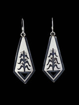 Boucles d'oreilles Roadrunner en argent sterling avec superposition de style Navajo Hopi