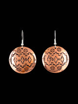 Boucles d’oreilles pendantes en cuivre estampillé Navajo