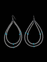 Navajo Sterling Silver and Turquoise Beaded Dangle Earrings
